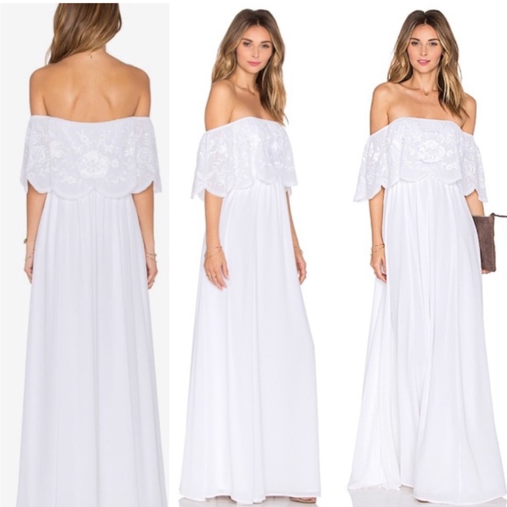 REVOLVE LOVERS + FRIENDS WHITE EMBROIDERED MAXI DRESS NWT